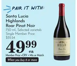 Pavilions Santa Lucia Highlands Roar Pinot Noir offer