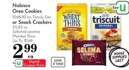 Pavilions Nabisco Oreo Cookies, 10.68-20 oz., Family Size or Snack Crackers, 3.5-8.5 oz offer