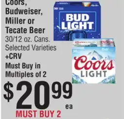 Smart & Final Coors, Budweiser, Miller or Tecate Beer offer