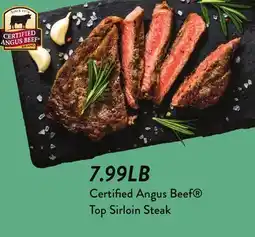 Fresh Thyme Certified Angus Beef Top Sirloin Steak offer