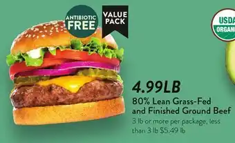 Fresh Thyme 80% Lean Grass-Fed and Finished Ground Beef offer