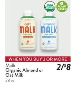 Fresh Thyme Malk Organic Almond or Oat Milk offer