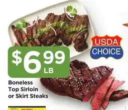 Food 4 Less Boneless Top Sirloin or Skirt Steaks offer