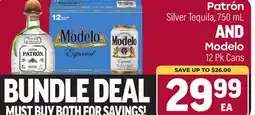 Tony’s Fresh Market Patrón Silver Tequila, 750 mL AND Modelo 12 Pk Cans offer