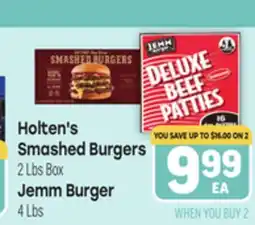 Tony’s Fresh Market Holten's Smashed Burgers 2 Lbs Box Jemm Burger 4 Lbs offer