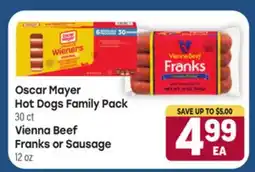 Tony’s Fresh Market Oscar Mayer Hot Dogs Family Pack, 30 ct, Vienna Beef Franks or Sausage, 12 oz offer