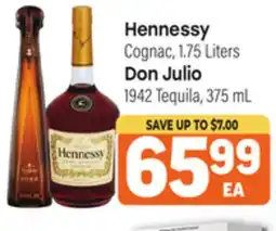 Tony’s Fresh Market Hennessy Cognac, 1.75 Liters Don Julio 1942 Tequila, 375 mL offer