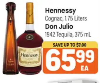 Tony’s Fresh Market Hennessy Cognac, 1.75 Liters Don Julio 1942 Tequila, 375 mL offer