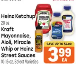 Tony’s Fresh Market Heinz Ketchup Aioli, Miracle Whip or Heinz Whip or Heinz Street Sauces offer