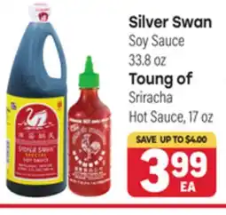 Tony’s Fresh Market Silver Swan Soy Sauce 33.8 oz Toung of Sriracha Hot Sauce, 17 oz offer