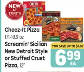 Tony’s Fresh Market Cheez-It Pizza 17.1-19.9 oz, Screamin' Sicilian New Detroit Style or Stuffed Crust Pizza, 12 offer