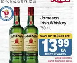 Tony’s Fresh Market Jameson Irish Whiskey offer