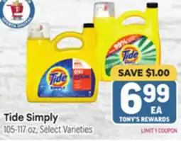 Tony’s Fresh Market Tide Simply offer