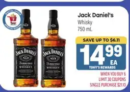 Tony’s Fresh Market Jack Daniel's Whisky offer