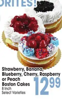 Jewel-Osco Strawberry, Banana, Blueberry, Cherry, Raspberry or Peach Boston Cakes offer