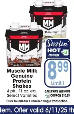 Jewel-Osco Muscle Milk Genuine Protein Shakes offer