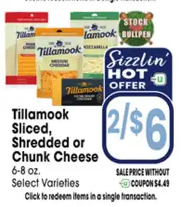 Jewel-Osco Tillamook Sliced, Shredded or Chunk Cheese offer