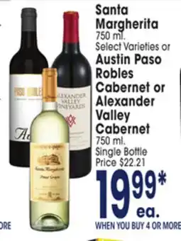 Jewel-Osco Santa Margherita 750 ml. or Austin Paso Robles Cabernet or Alexander Valley Cabernet 750 ml offer