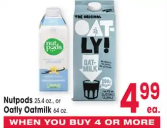 Jewel-Osco Nutpods 25.4 oz., or 25.4 oz., or Oatly Oatmilk Oatly 64 oz offer
