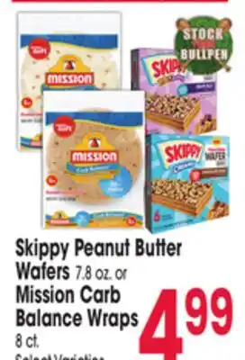 Jewel-Osco Skippy Peanut Butter Wafers 7.8 oz. or Mission Carb Balance Wraps 8 ct offer