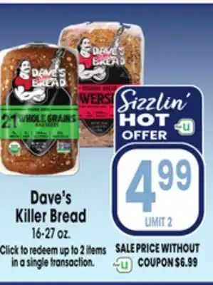 Jewel-Osco Dave's Killer Bread offer