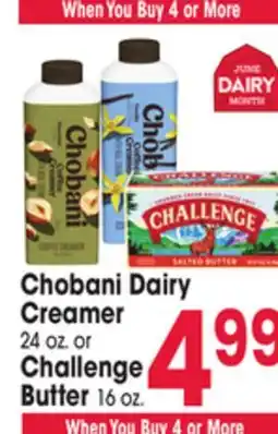 Jewel-Osco Chobani Dairy Creamer 24 oz. or Challenge Butter 16 oz offer
