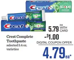 Mariano's Crest Complete Toothpaste offer