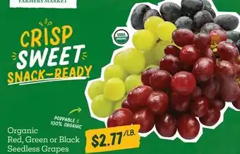 Sprouts Farmers Market Organic Red, Green or Black Seedless Grapes offer