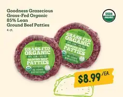 Sprouts Farmers Market Goodness Grazecious Grass-Fed Organic 85% Lean Ground Beef Patties offer