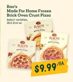 Sprouts Farmers Market Rao's Made For Home Frozen Brick Oven Crust Pizza offer