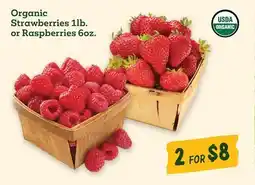 Sprouts Farmers Market Organic Strawberries 1lb. or Raspberries 6oz offer