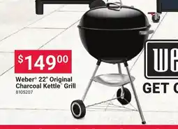 Ace Hardware Weber 22 Original Charcoal Kettle Grill offer