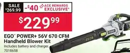Ace Hardware EGO POWER + 56V 670 CFM Handheld Blower Kit offer