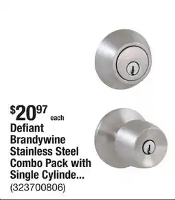 The Home Depot Defiant Brandywine Stainless Steel Combo Pack with Single Cylinder Deadbolt offer