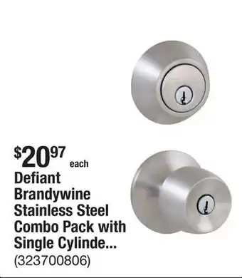 The Home Depot Defiant Brandywine Stainless Steel Combo Pack with Single Cylinder Deadbolt offer