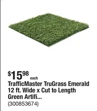 The Home Depot TrafficMaster TruGrass Emerald 12 ft. Wide x Cut to Length Green Artificial Grass Turf offer