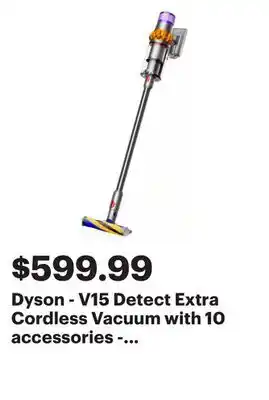 Best Buy Dyson - V15 Detect Extra Cordless Vacuum with 10 accessories - Yellow/Nickel offer