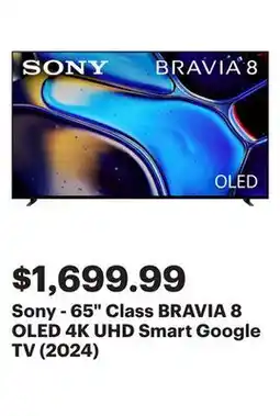 Best Buy Sony - 65 Class BRAVIA 8 OLED 4K UHD Smart Google TV (2024) offer