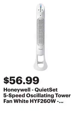 Best Buy Honeywell - QuietSet 5-Speed Oscillating Tower Fan White HYF260W - White offer