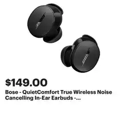 Best Buy Bose - QuietComfort True Wireless Noise Cancelling In-Ear Earbuds - Black offer