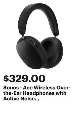 Best Buy Sonos - Ace Wireless Over-the-Ear Headphones with Active Noise Cancellation (Each) - Black offer
