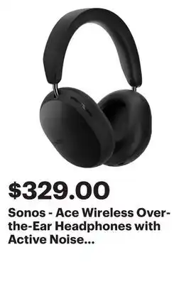 Best Buy Sonos - Ace Wireless Over-the-Ear Headphones with Active Noise Cancellation (Each) - Black offer