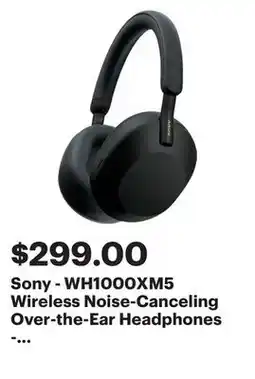 Best Buy Sony - WH1000XM5 Wireless Noise-Canceling Over-the-Ear Headphones - Black offer
