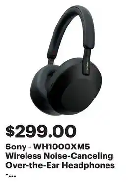 Best Buy Sony - WH1000XM5 Wireless Noise-Canceling Over-the-Ear Headphones - Black offer