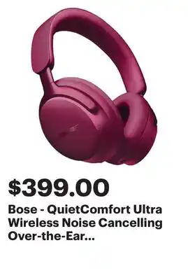 Best Buy Bose - QuietComfort Ultra Wireless Noise Cancelling Over-the-Ear Headphones - Deep Plum offer