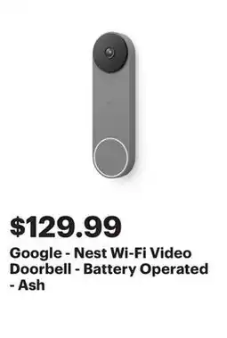 Best Buy Google - Nest Wi-Fi Video Doorbell - Battery Operated - Ash offer