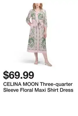 Marshalls CELINA MOON Three-quarter Sleeve Floral Maxi Shirt Dress offer