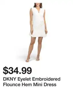 Marshalls DKNY Eyelet Embroidered Flounce Hem Mini Dress offer