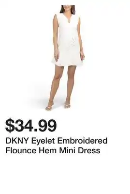 Marshalls DKNY Eyelet Embroidered Flounce Hem Mini Dress offer