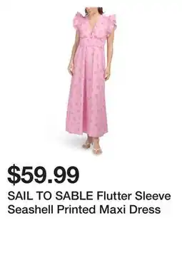 Marshalls SAIL TO SABLE Flutter Sleeve Seashell Printed Maxi Dress offer